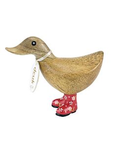 DCUK Natural Finish Ducky with Floral Welly Boots-Red